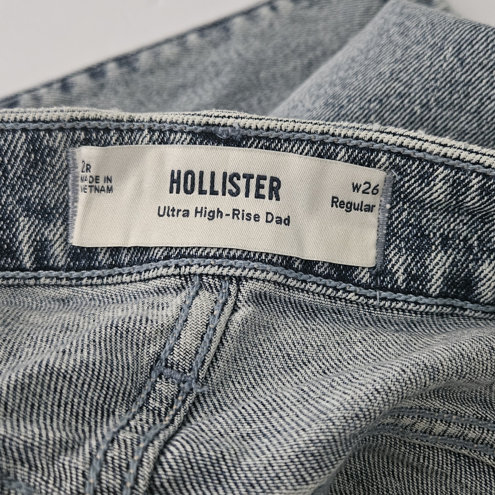 Hollister Straight Leg Opening Baggy Women Jeans Size 26 2r Dad Ultra High Rise - Picture 11 of 14